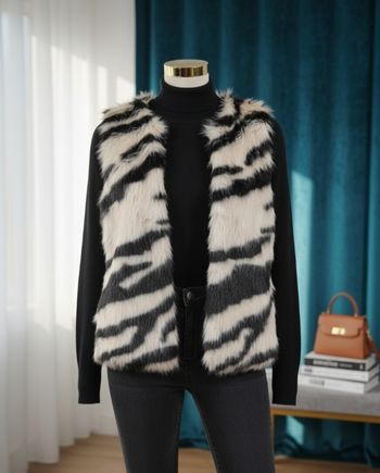 Gilet sans manches en fausse fourrure - Motif Zèbre