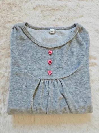 🩶 T-shirt manches longues gris chat brodé fille 6 ans 🩶