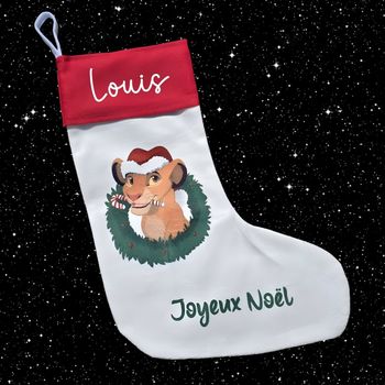 Chaussette de Noël personnalisée roi lion
