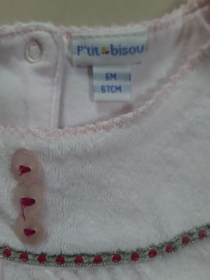 robe rose en velours tout doux - étoiles - p'tit bisou - 6 mois - photo numéro 2