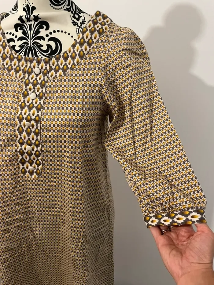 Robe les petites collections taille 36 moutarde blanc gris - photo numéro 3