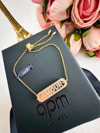 💕Bracelet APM Monaco « amour » doré zircons