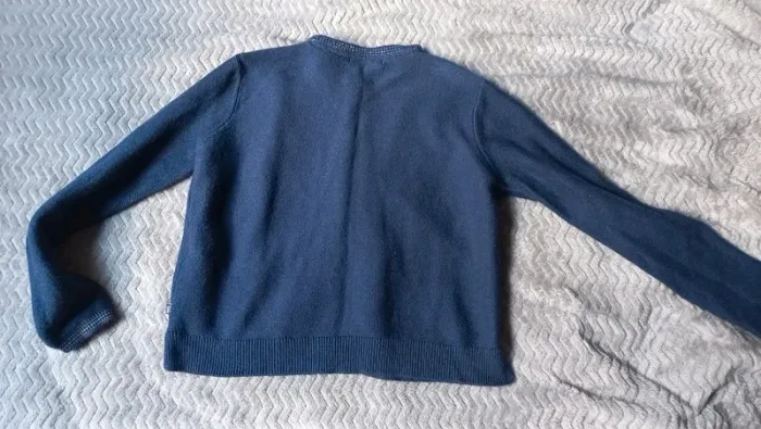 Gilet bleu marine okaïdi fil argenté col et manches - photo numéro 7