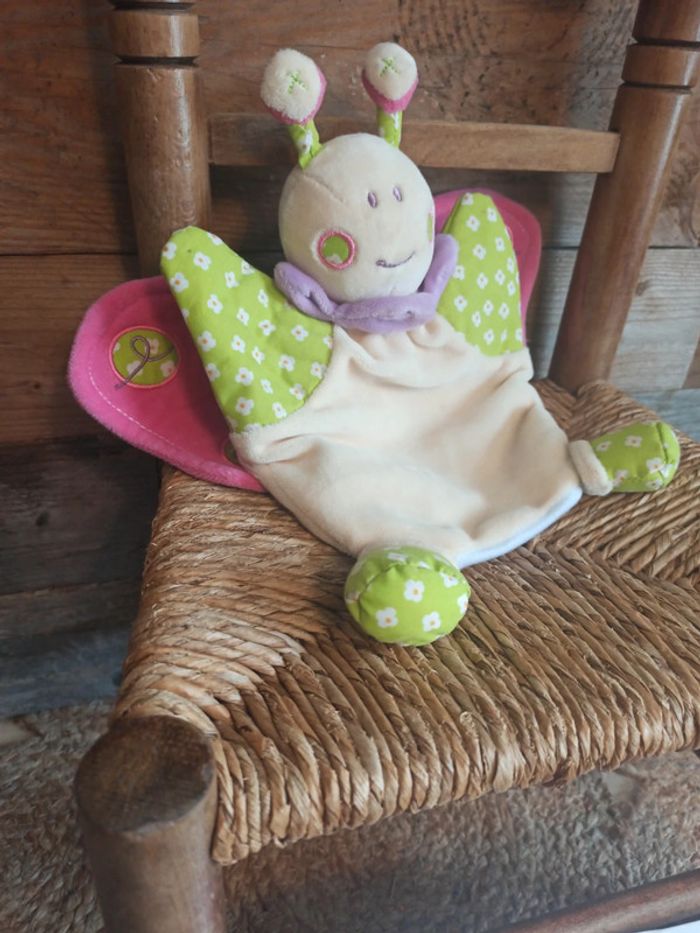 Doudou marionnette papillon nounours tbe - photo numéro 3