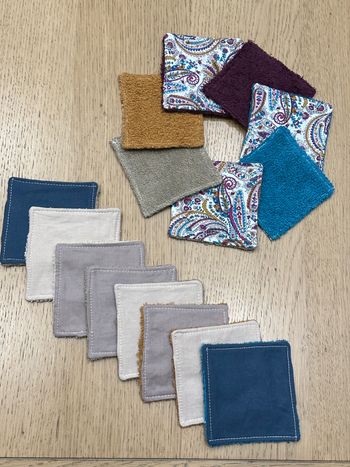 Lingette lavable et réutilisable lot de 15 en éponge coton