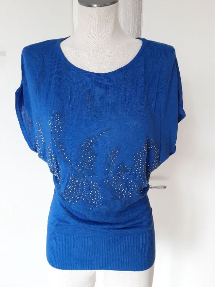 Top bleu a strass