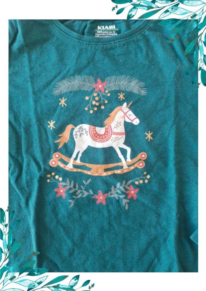T-shirt manches longues 5 ans licorne Noël - photo numéro 3