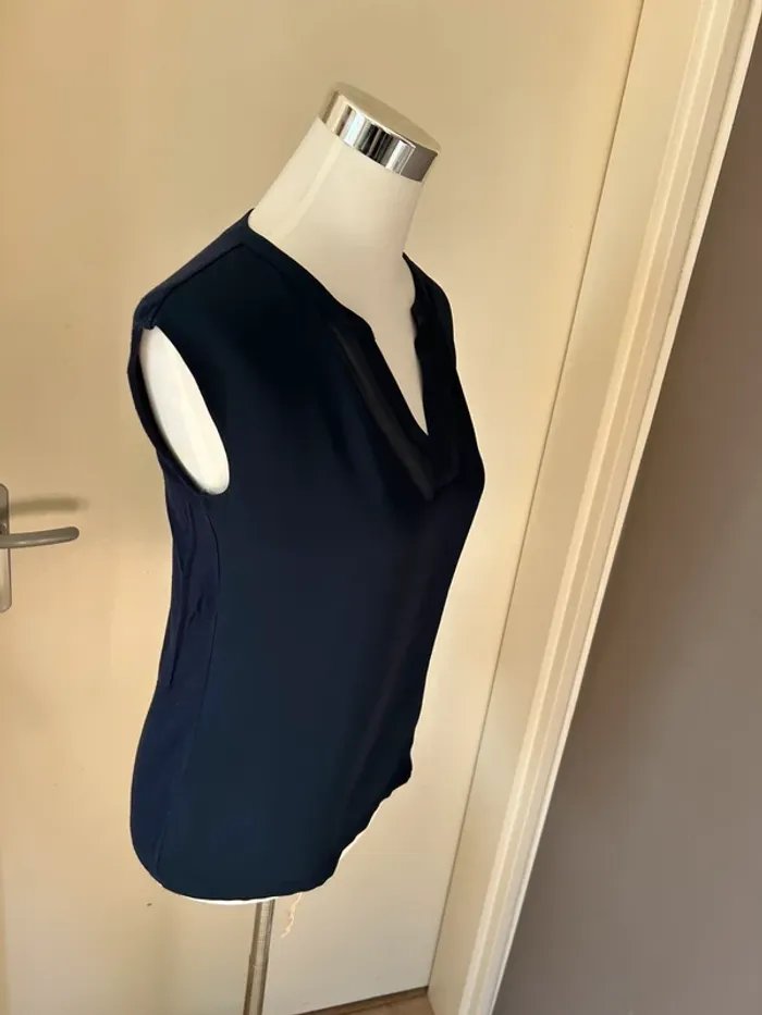 123 blouse manches courtes bleu marine col V femme, taille 38 - photo numéro 4