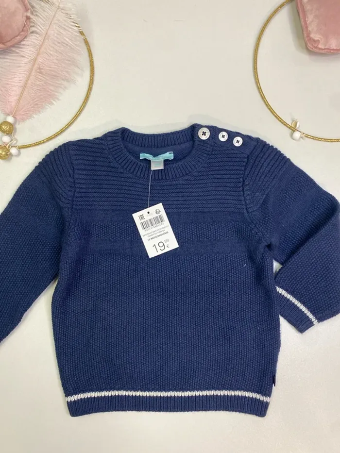 Pull bébé garçon - maille - bleu - neuf - Obaïbi - Taille 18 mois - photo numéro 6