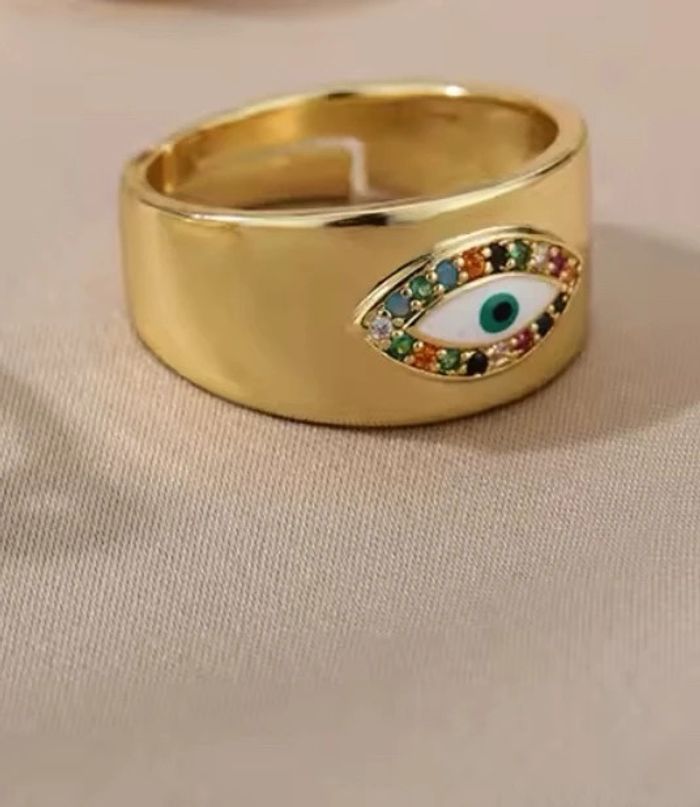 Bague œil dorée ajustable – acier inoxydable (neuve) - photo numéro 3