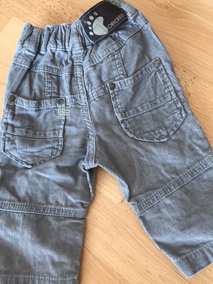 Pantalon léger côtelé gris 6 mois garçon Okaidi - photo numéro 2