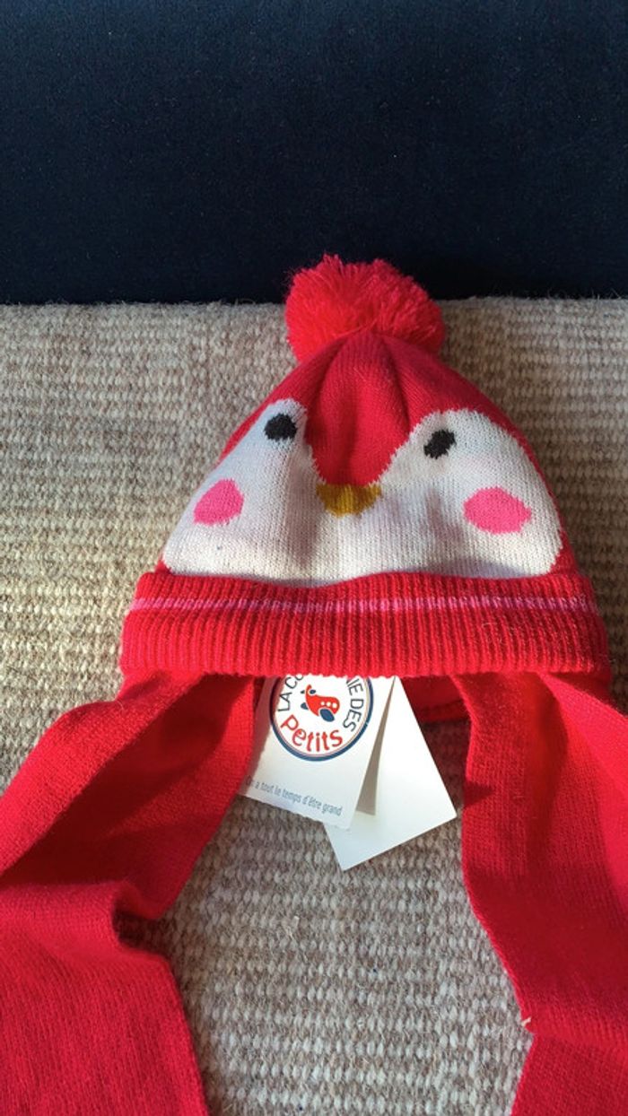 Bonnet écharpe taille 1 0-6 mois motif mignon pompon - photo numéro 3