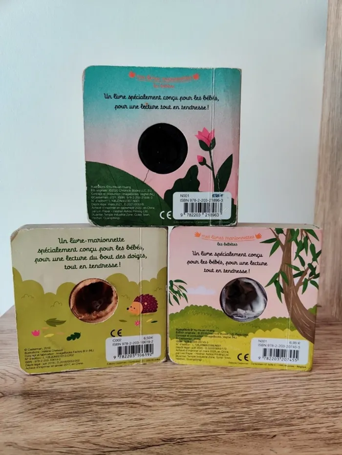 Lot de 3 livres marionnettes Casterman Bébé Koala, Bébé coccinelle et Adrien petit chien - photo numéro 2