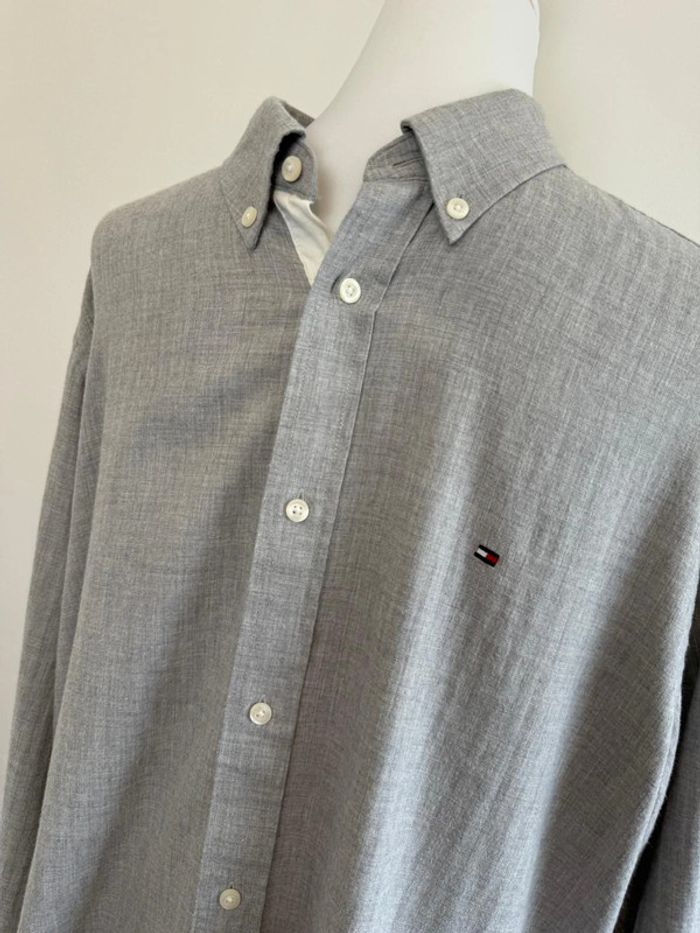 Chemise Tommy Hilfiger homme unie grise coton et cachemire taille XL - photo numéro 2
