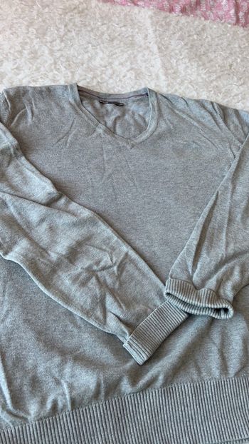 Pull col V Jules gris clair XXL coton