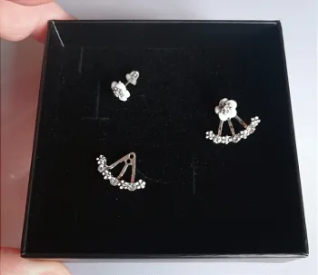 Boucles d'oreilles acier inoxydable argenté avec fleurs