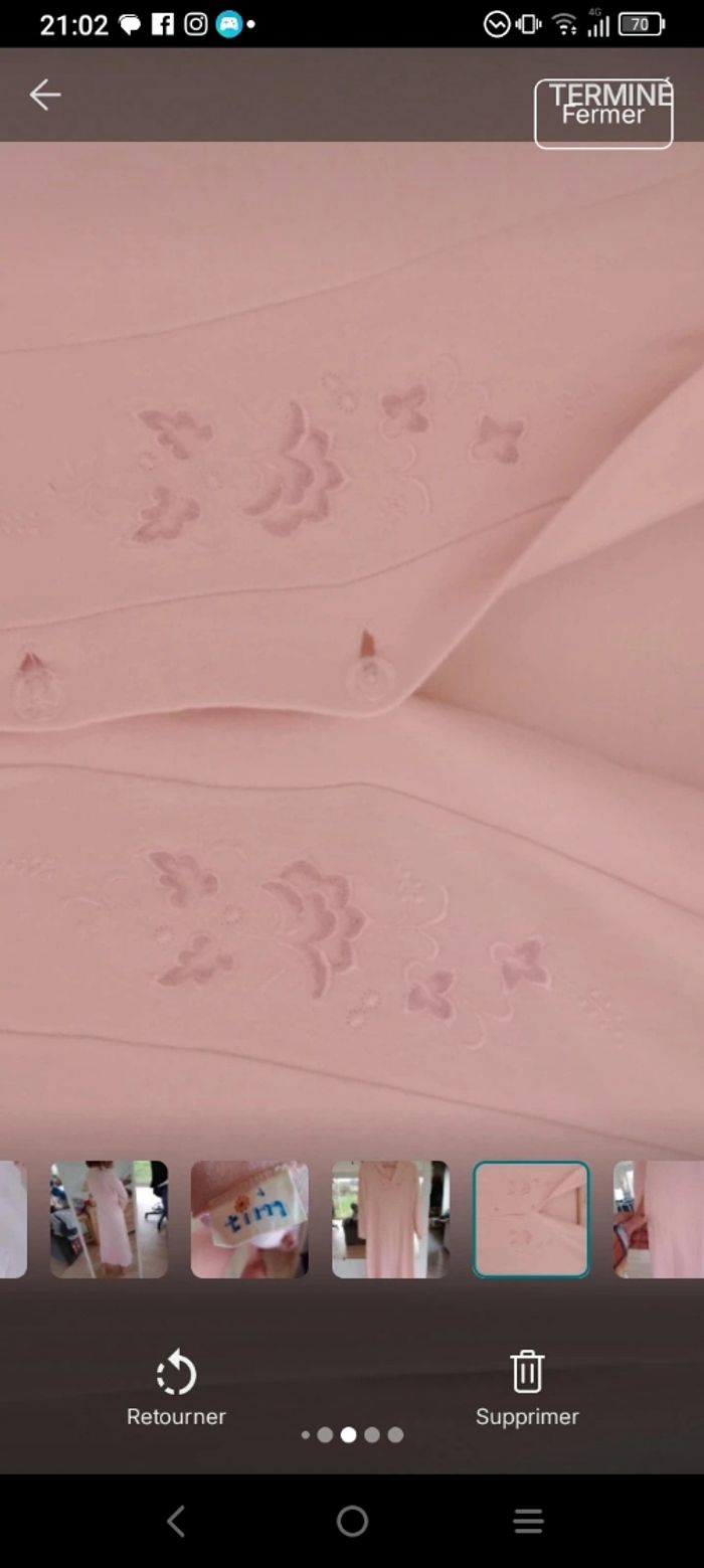 Robe de nuit longue xl vintage rose poudré c79 - photo numéro 7