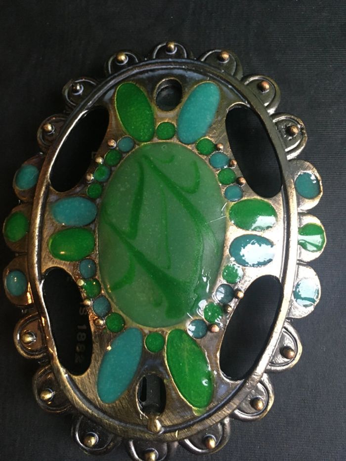 Barrette à cheveux style ethnique métal émaillé