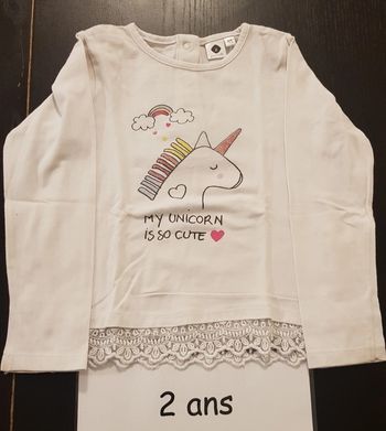 T-shirt ml licorne grain de blé 2 ans