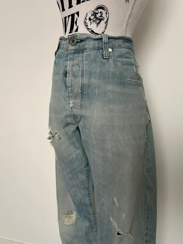 Jean pantalon gstar slim skinny bleu destroy denim Pantalones de mezclilla pantaloni Spijker - photo numéro 5