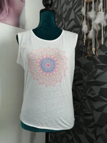 Haut blanc imprimé rosace mandala ouvert dans le dos / roxy / (M)