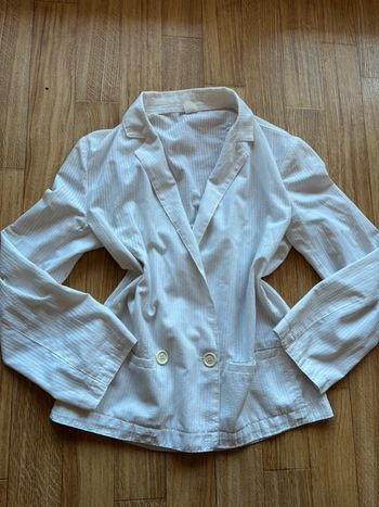 Veste blazer légère vintage blanc cassé crème coton/lin – taille M/38 80s 90s femme