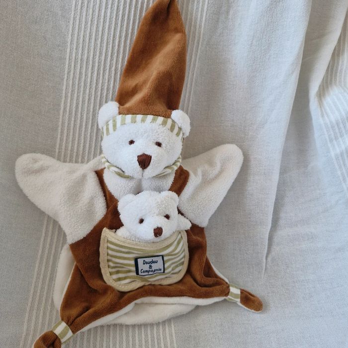 Doudou marionnette ourson marron Doudou et cie - photo numéro 2