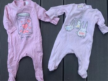 Lot de 2 pyjamas fin 3 mois rose bébé fille tbe tex zara lapin