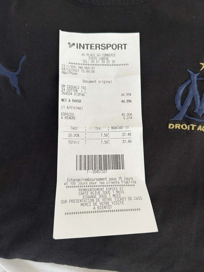T-shirt à manches courtes foot Olympique de Marseille en coton - photo numéro 17