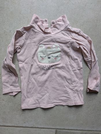 Tee-shirt à manches longues fille rose très bon état ma chérie