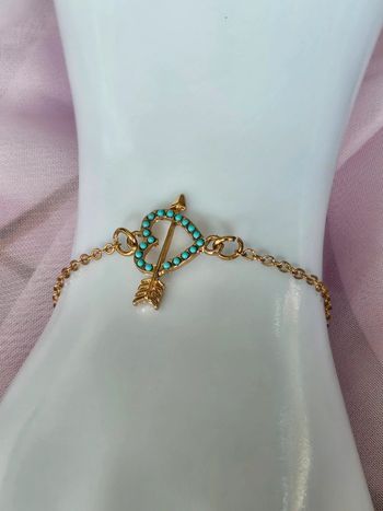 Braclet coeur et petites perles en acier inoxydable