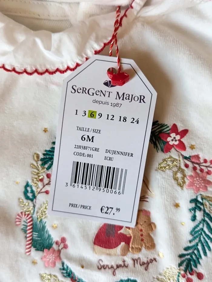 Pyjama de Noël Sergent Major 6 mois – Neuf avec étiquette + bonnet - photo numéro 3