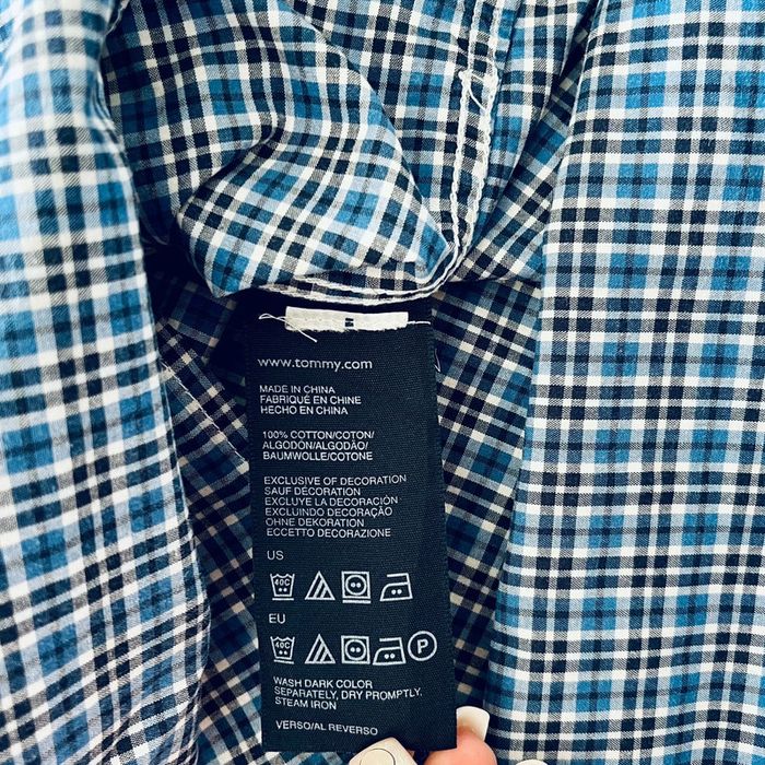 Chemise à manches longues à carreaux pour homme Tommy Hilfiger (logo brodé), taille M - photo numéro 6