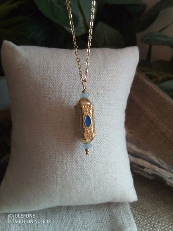 Collier talisman pierres d'amazonite naturelles