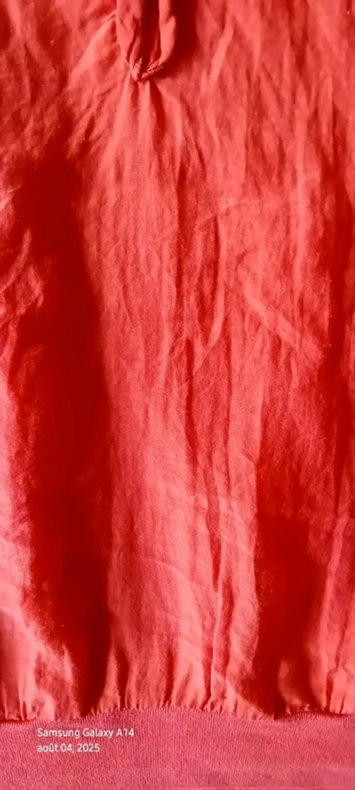 Blouse sans manches col avec boutons et volants avec soie corail femme - photo numéro 14