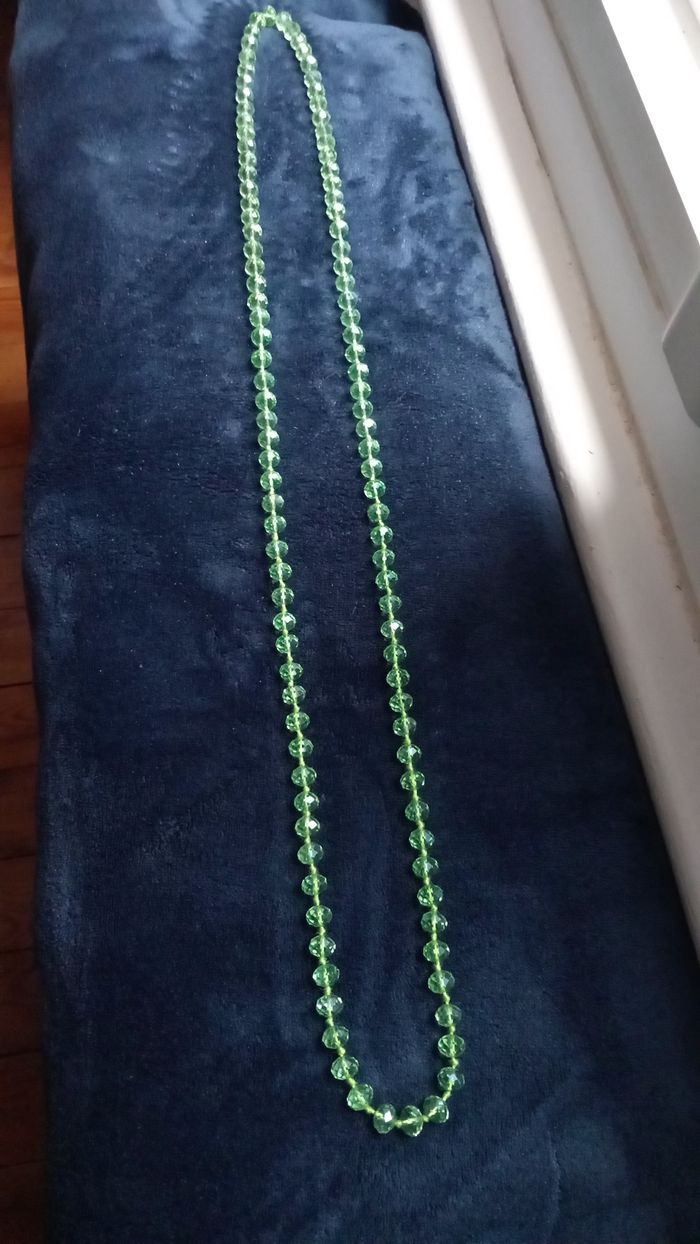 Sautoir Perles Vertes 118 cm - photo numéro 2
