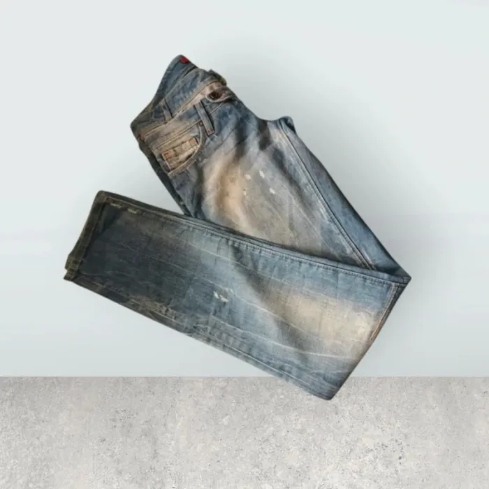 Jean vintage y2k SALSA look boyfriend effet destroy ,coupe straight fit ,taille basse ,100 % coton - photo numéro 9