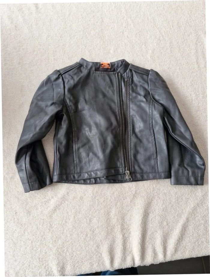 Veste imitation cuir gris