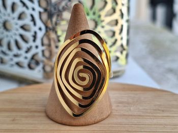 Bague Ouverte Dorée en acier inoxydable, motif evider Bague design ouvert Ajustable