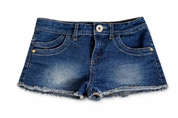 Short en jean fille 10 ans coutures fantaisies argentées. Miss Avant Première. 