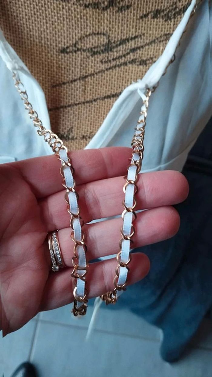 Blouse débardeur blanc chaîne doré taille m/l - photo numéro 4