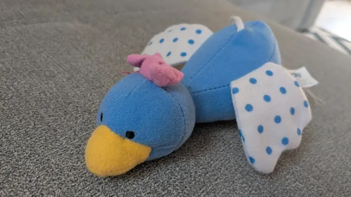 Lot doudou et peluches vache et oiseau - photo numéro 4