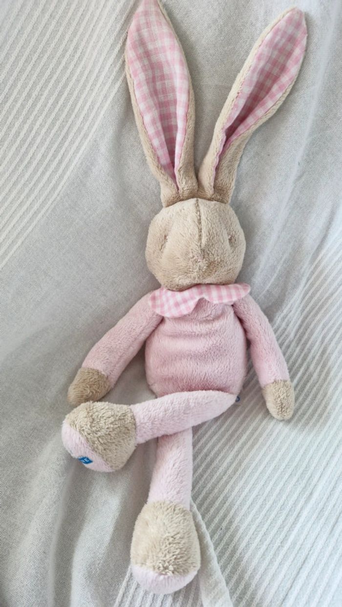 Lapin klorane  oreilles carreaux rose - photo numéro 2
