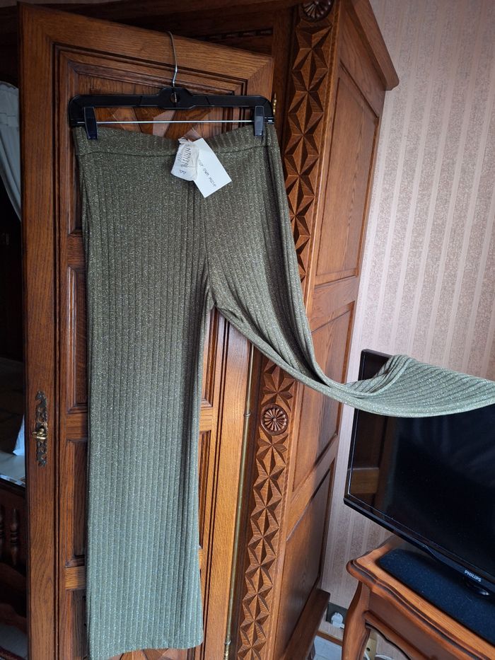 Pantalon pallazo Chantal b lurex kaki TU