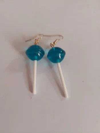 Boucle d'oreille sucettes bleu
