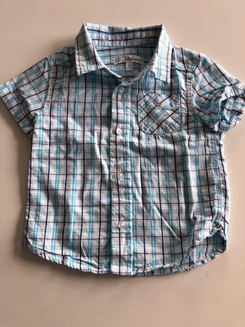 Chemise bébé à carreaux bleu 6M
