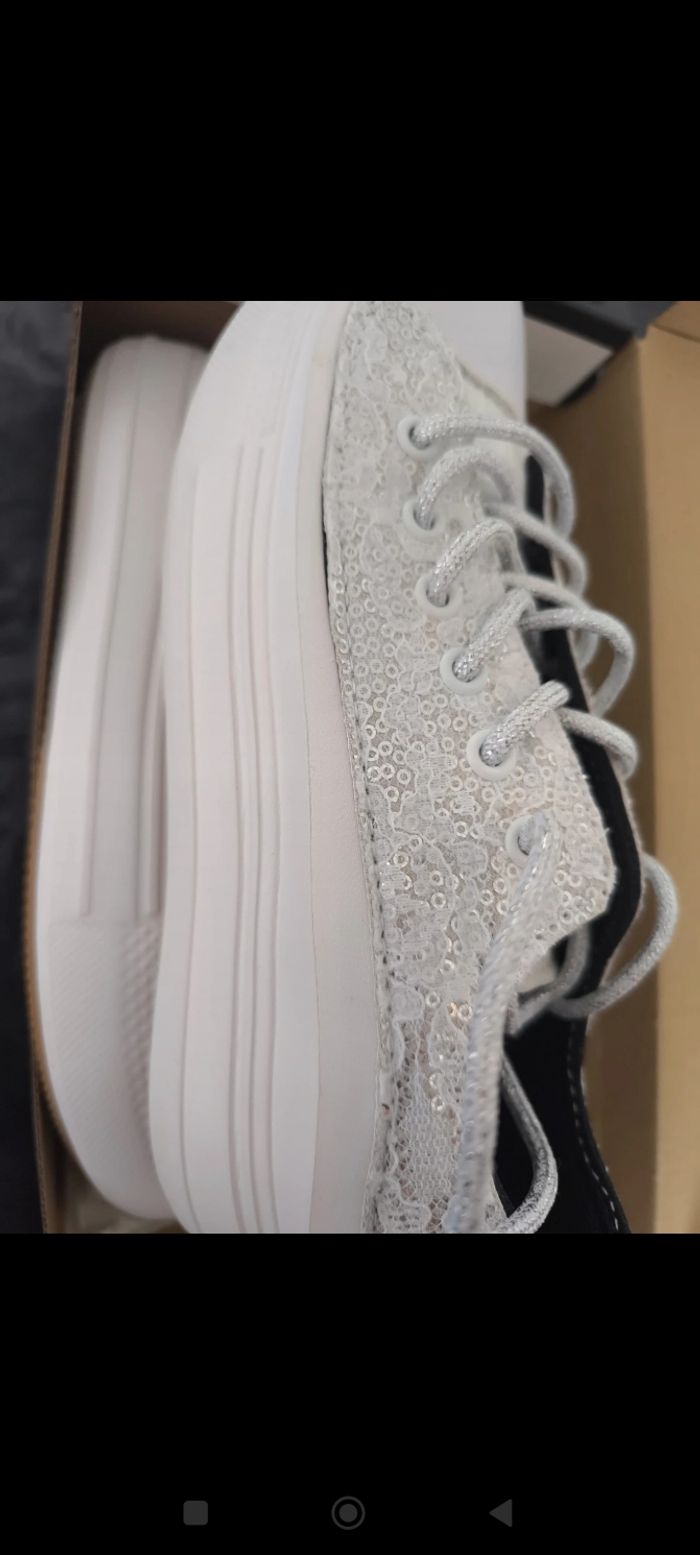 Mimanera Converse T38 dentelles argenté neuves - photo numéro 3