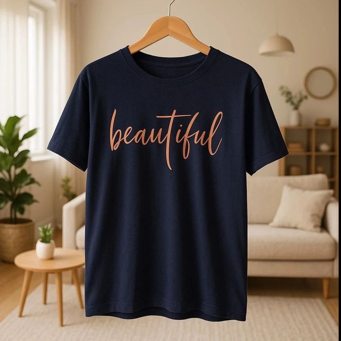 T-shirt bleu marine “Beautiful” Shein 2XL