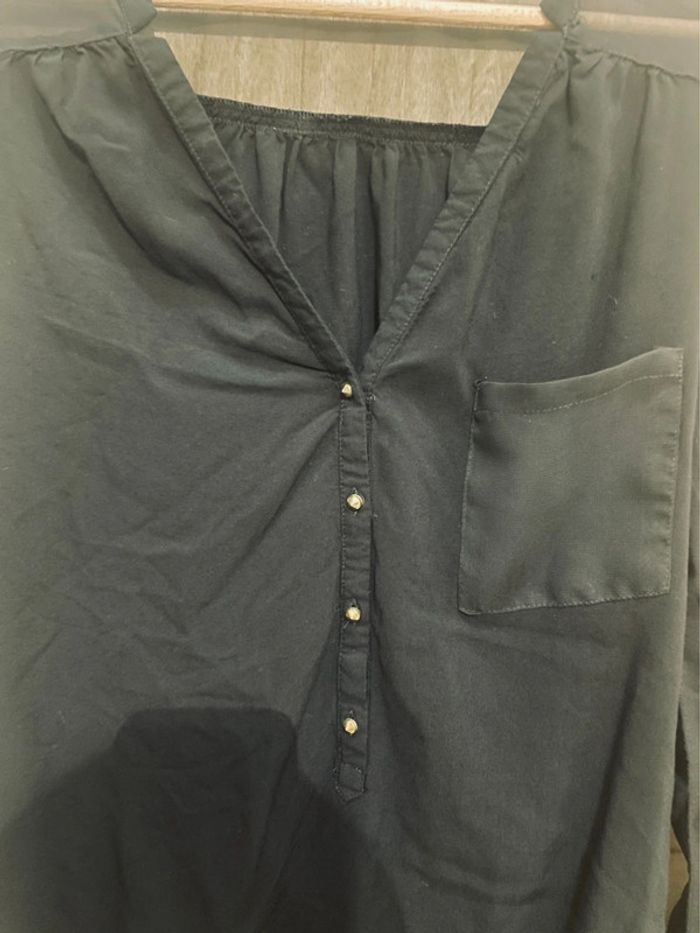 Blouse noire uni manches longues dentelle taille S - photo numéro 4