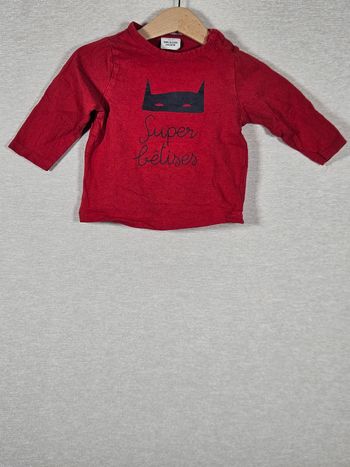 T-shirt manche longue rouge tape à l'œil 6 mois 68 cm